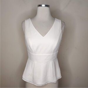 White House Black Market (WHBM) White Sleeveless Peplum Blouse, Size 0